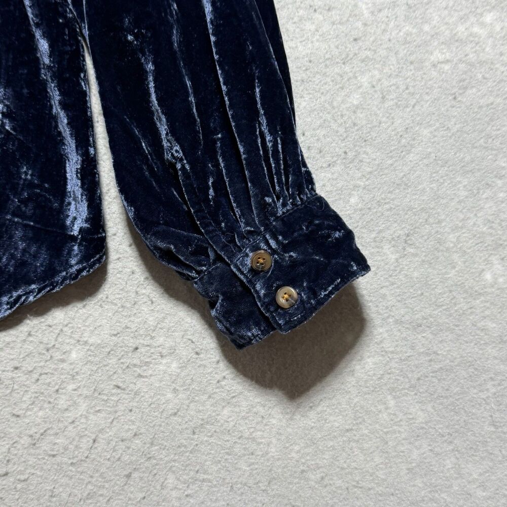 Anthropologie Pilcro Mara Relaxed Velvet Blue Button Down Shirt Women’s Medium - Picture 9 of 12